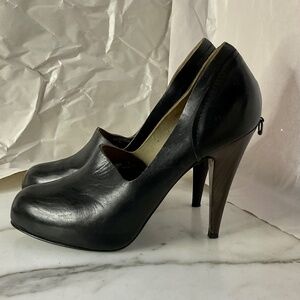 GUILLAUME HINFRAY Black Leather Hidden Platform Pumps vintage
